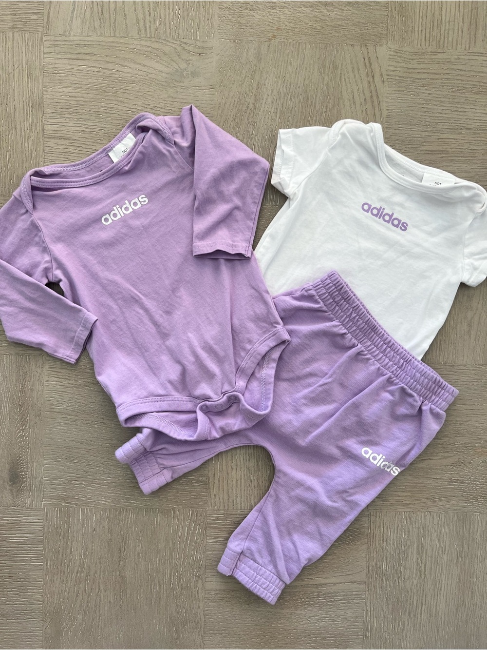 adidas Purple & White Baby 3-Piece Set